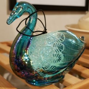 Carnival glass swan